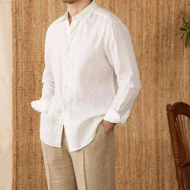 Chemise décontractée en lin coupe ample à manches longues