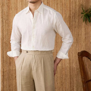 Chemise décontractée en lin coupe ample à manches longues