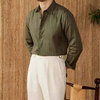 Chemise décontractée en lin coupe ample à manches longues