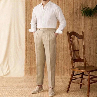 Chemise décontractée en lin coupe ample à manches longues