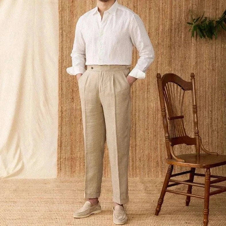Chemise décontractée en lin coupe ample à manches longues