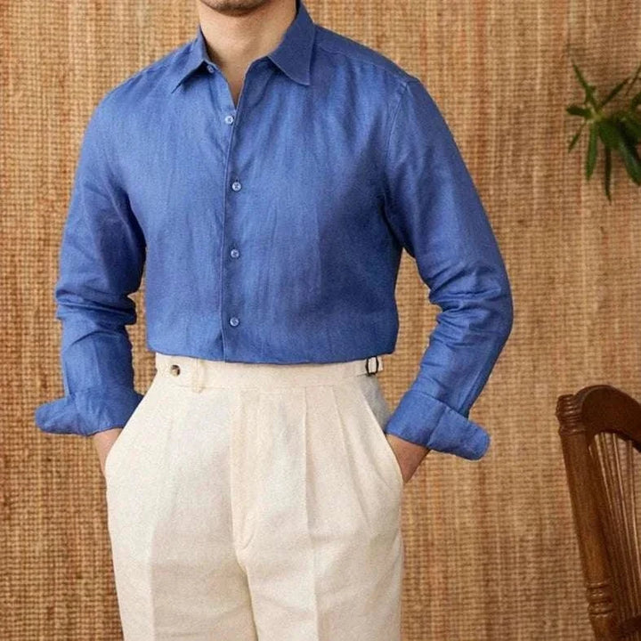 Chemise décontractée en lin coupe ample à manches longues