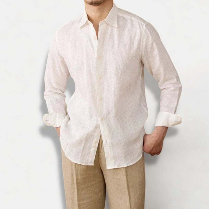 Chemise décontractée en lin coupe ample à manches longues