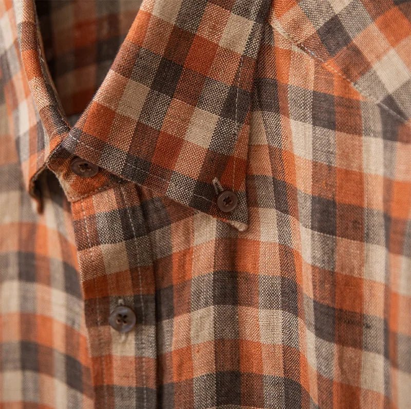Chemise américaine rétro à carreaux et manches longues