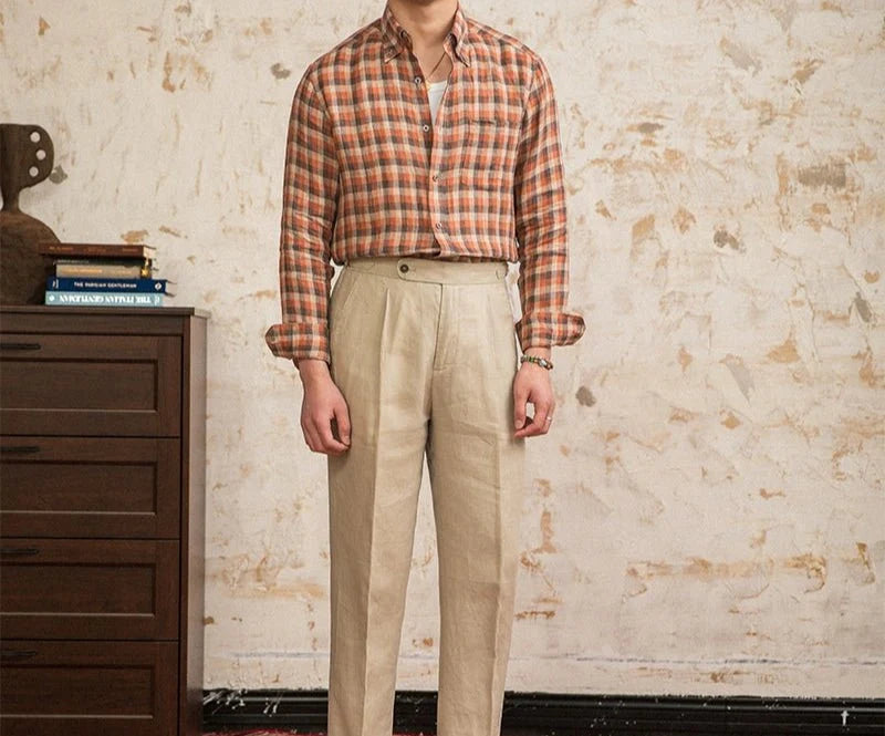 Chemise américaine rétro à carreaux et manches longues