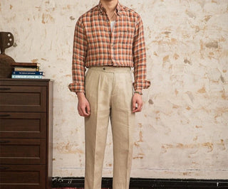 Chemise américaine rétro à carreaux et manches longues
