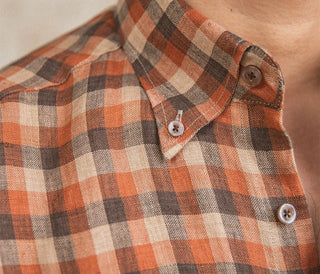 Chemise américaine rétro à carreaux et manches longues