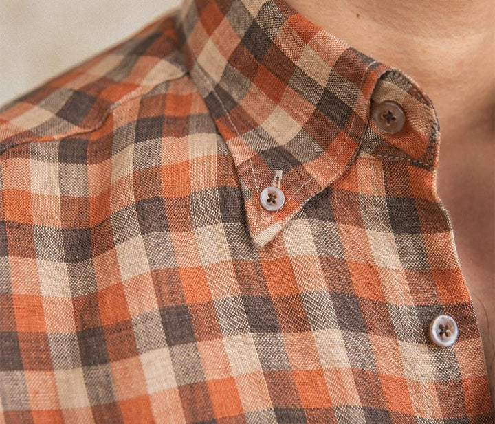 Chemise américaine rétro à carreaux et manches longues
