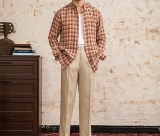 Chemise américaine rétro à carreaux et manches longues