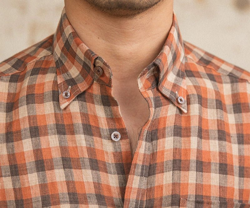 Chemise américaine rétro à carreaux et manches longues