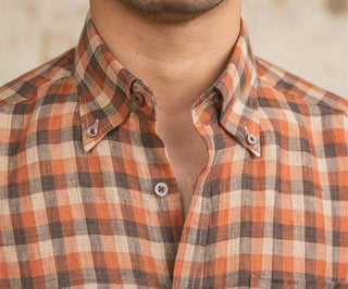 Chemise américaine rétro à carreaux et manches longues