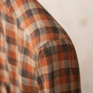Chemise américaine rétro à carreaux et manches longues