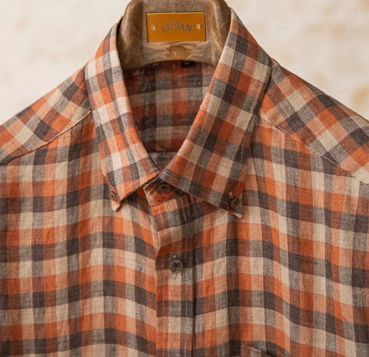 Chemise américaine rétro à carreaux et manches longues
