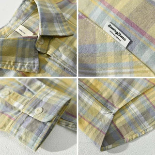 Chemise rétro d’été à carreaux en coton