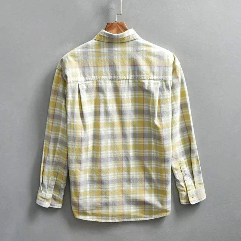 Chemise rétro d’été à carreaux en coton