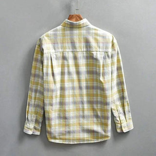 Chemise rétro d’été à carreaux en coton