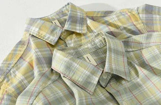 Chemise rétro d’été à carreaux en coton