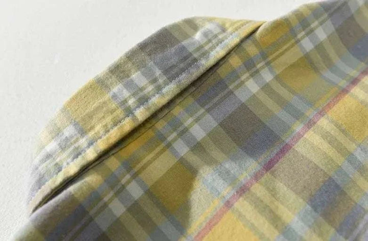 Chemise rétro d’été à carreaux en coton