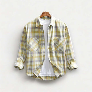 Chemise rétro d’été à carreaux en coton