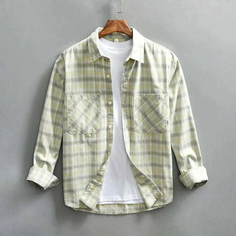 Chemise rétro d’été à carreaux en coton