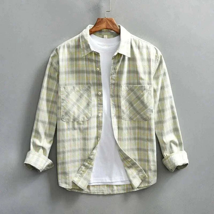 Chemise rétro d’été à carreaux en coton