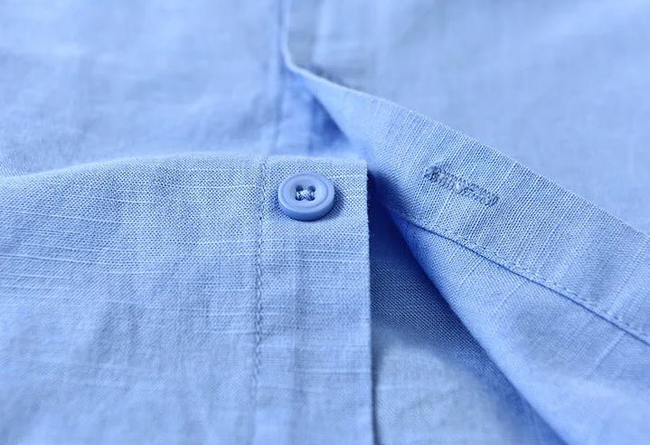 Chemise décontractée en coton et lin coupe ample