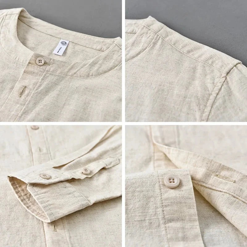 Chemise décontractée en coton et lin coupe ample