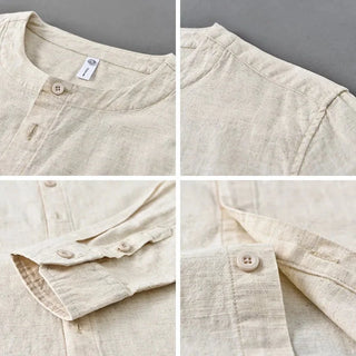 Chemise décontractée en coton et lin coupe ample