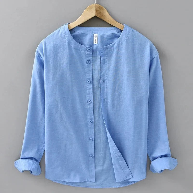 Chemise décontractée en coton et lin coupe ample