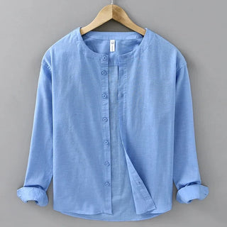 Chemise décontractée en coton et lin coupe ample