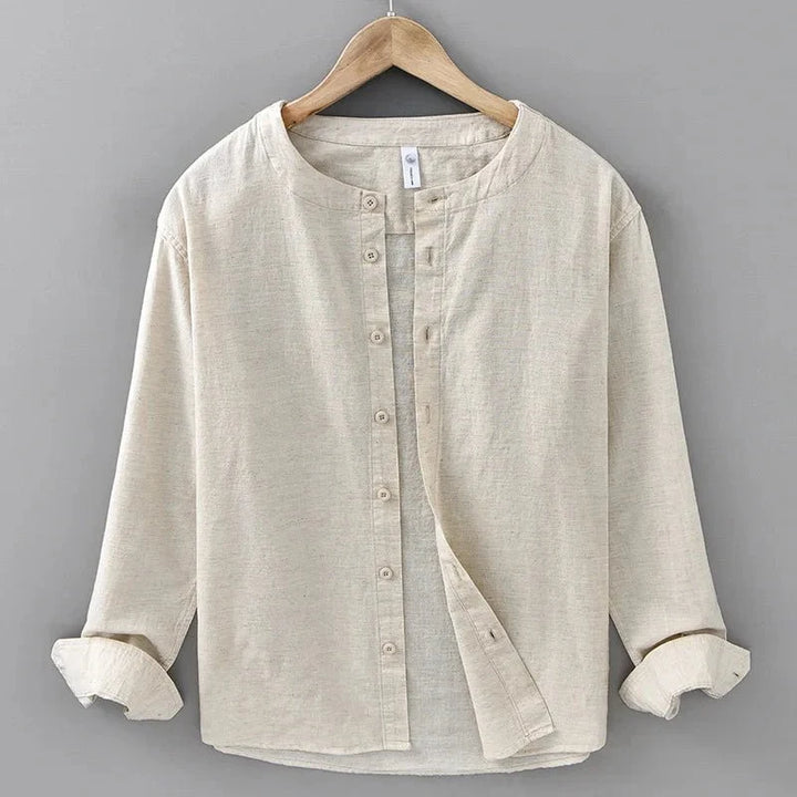 Chemise décontractée en coton et lin coupe ample