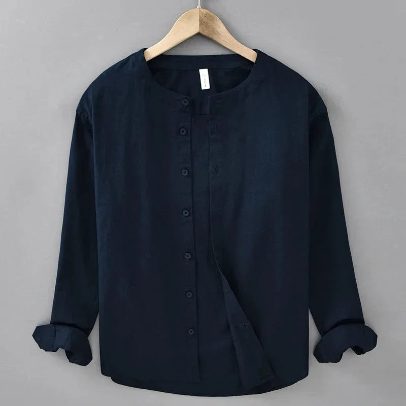 Chemise décontractée en coton et lin coupe ample
