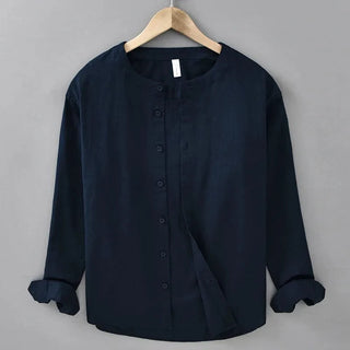 Chemise décontractée en coton et lin coupe ample