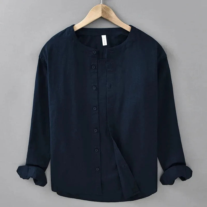 Chemise décontractée en coton et lin coupe ample