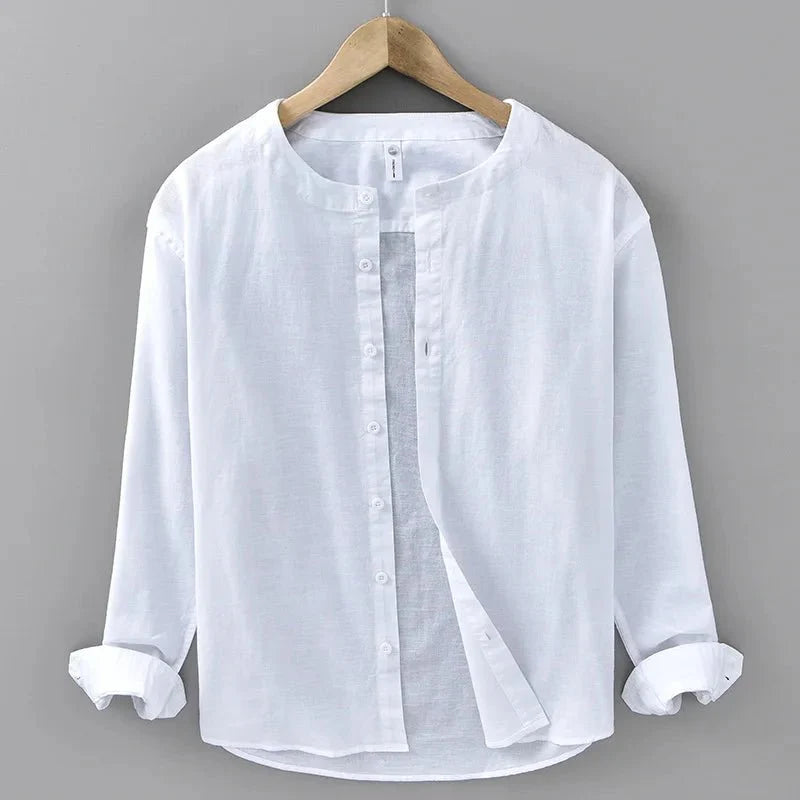 Chemise décontractée en coton et lin coupe ample