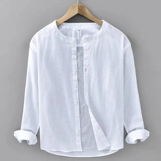 Chemise décontractée en coton et lin coupe ample