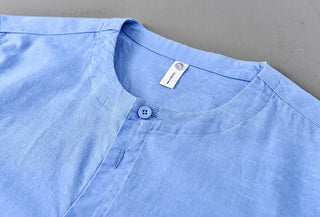 Chemise décontractée en coton et lin coupe ample
