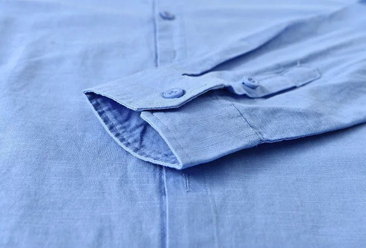 Chemise décontractée en coton et lin coupe ample