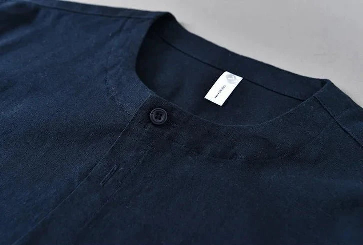 Chemise décontractée en coton et lin coupe ample