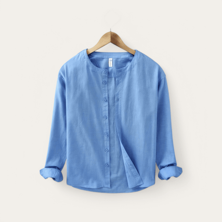 Chemise décontractée en coton et lin coupe ample
