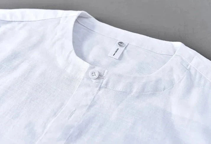 Chemise décontractée en coton et lin coupe ample