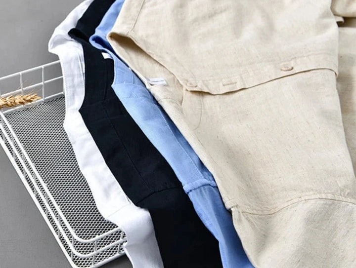 Chemise décontractée en coton et lin coupe ample