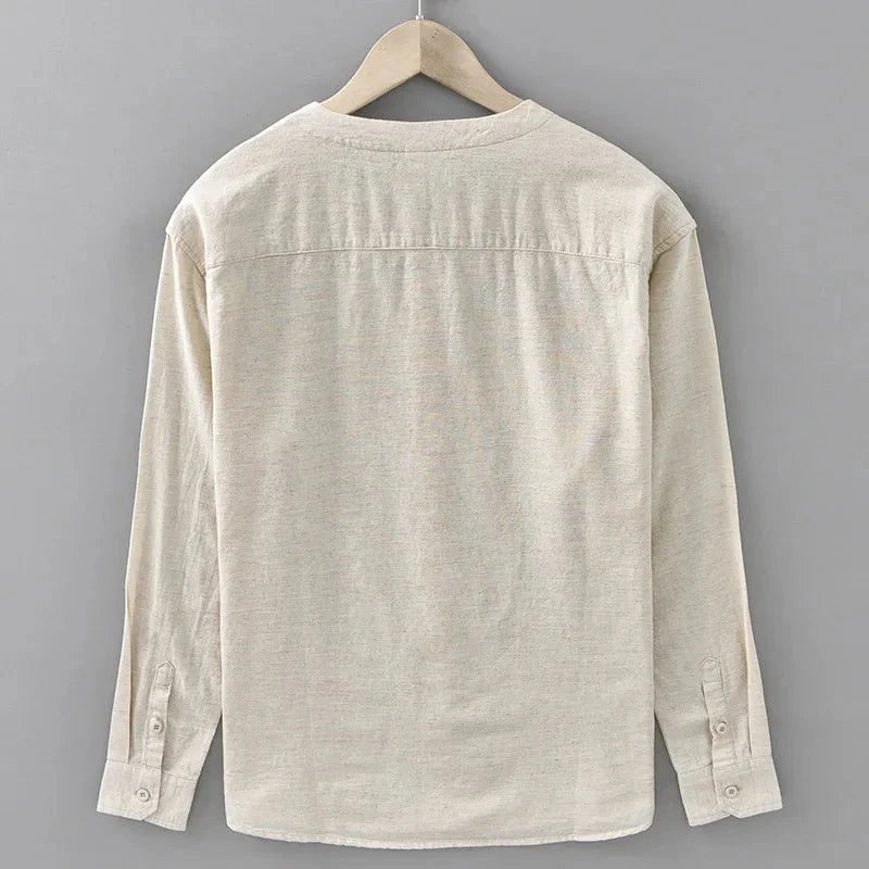 Chemise décontractée en coton et lin coupe ample