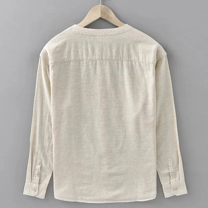 Chemise décontractée en coton et lin coupe ample