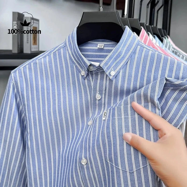 Chemise classique en coton à rayures