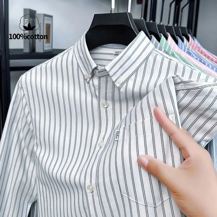 Chemise classique en coton à rayures