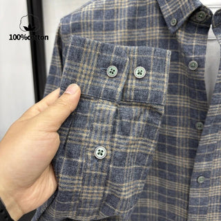Chemise à carreaux en coton brossé