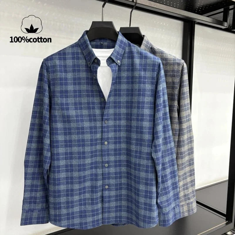 Chemise à carreaux en coton brossé