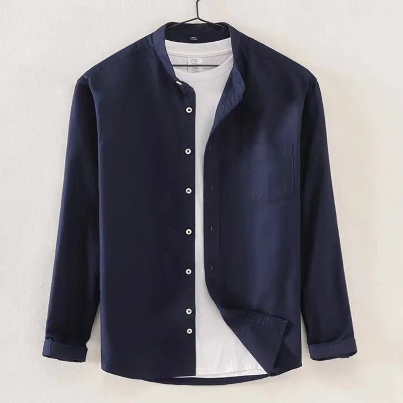 Chemise Oxford en coton à col officier