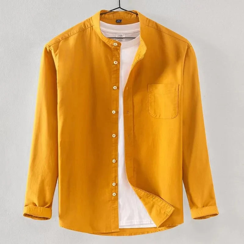 Chemise Oxford en coton à col officier